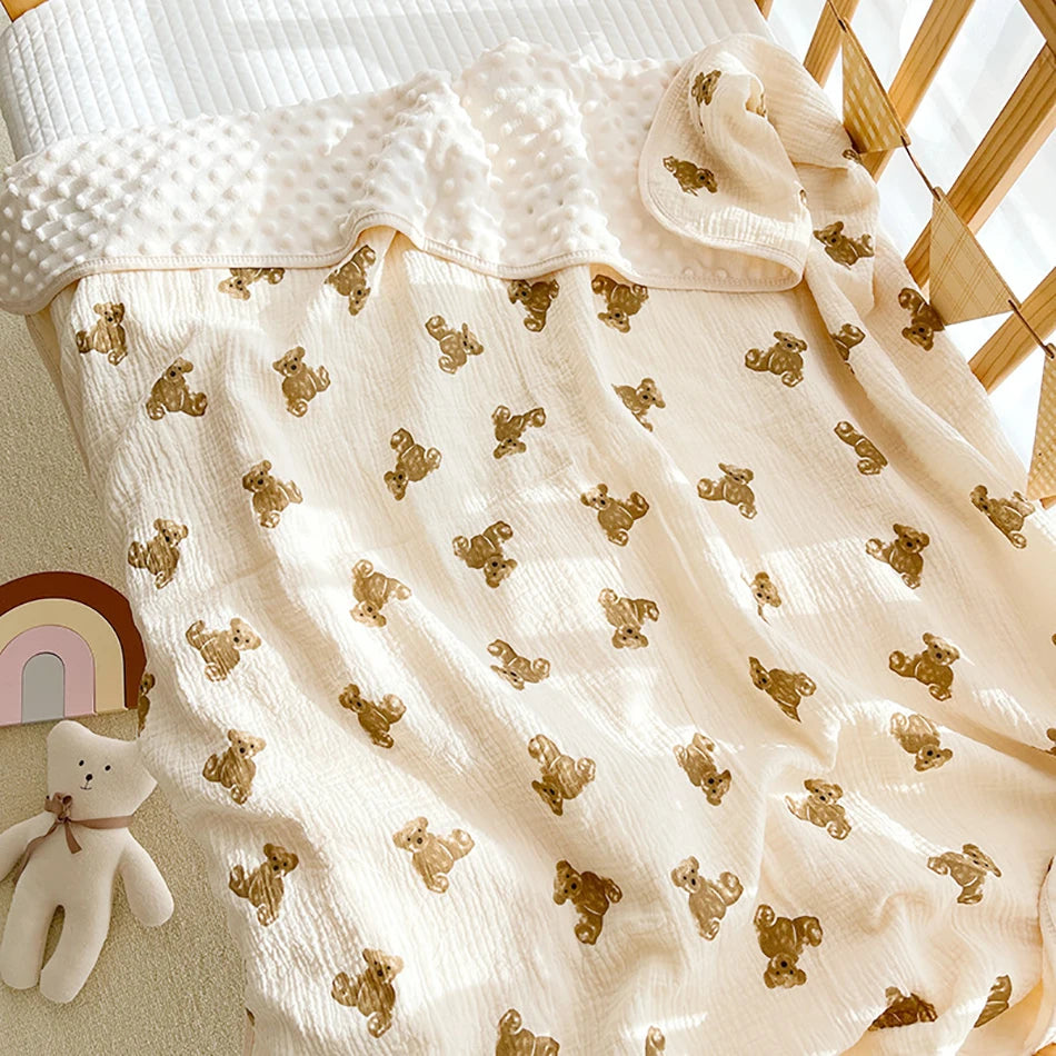 100% Cotton Crepe Cloth Gauze Baby Bean Blanket Newborn Cover blanket Infant Swaddle Wrap 110X110CM