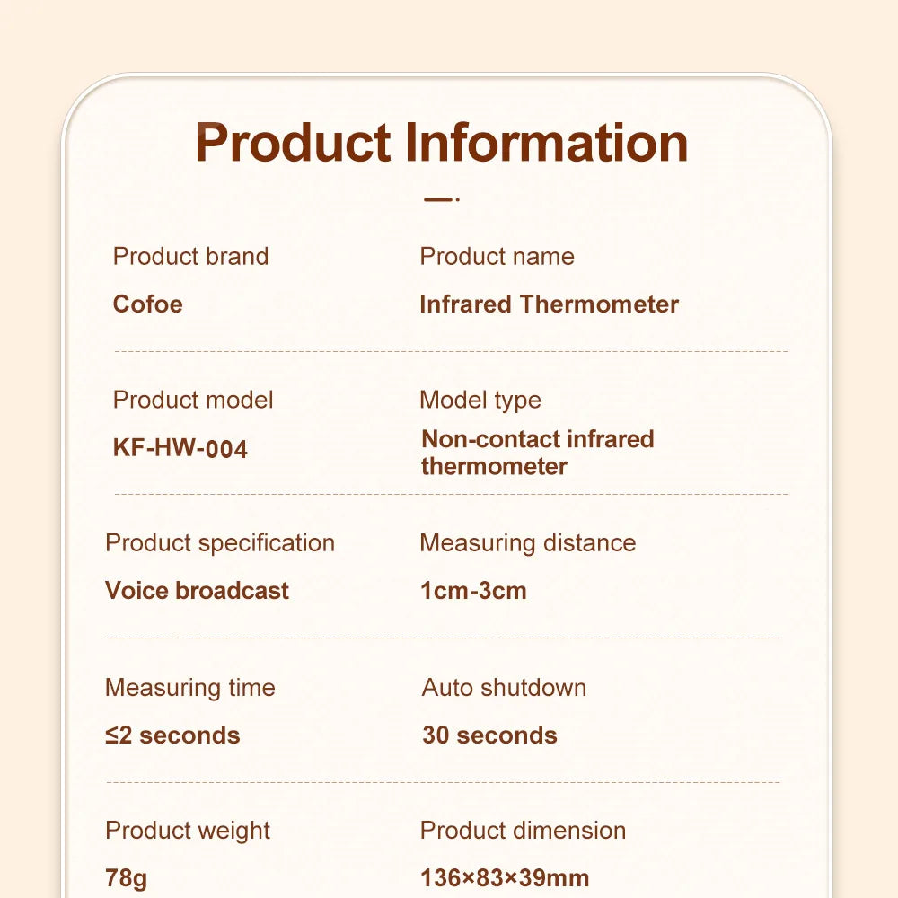 Cofoe Infrared Fever Thermometer Medical Household Digital LCD Infant Adult Non-contact Body Temperature Ear Thermometer