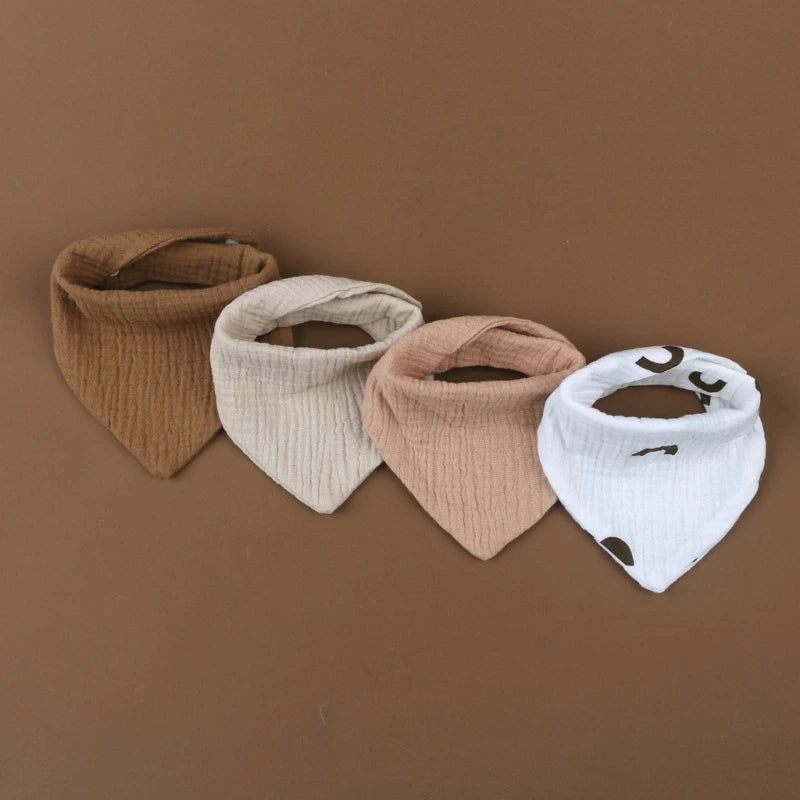 4Pcs/Lot Baby Bibs Muslin Cotton Stuff Newborn Solid Color Snap Button Soft Saliva Towel Burp Cloth Feeding Drool Bibs