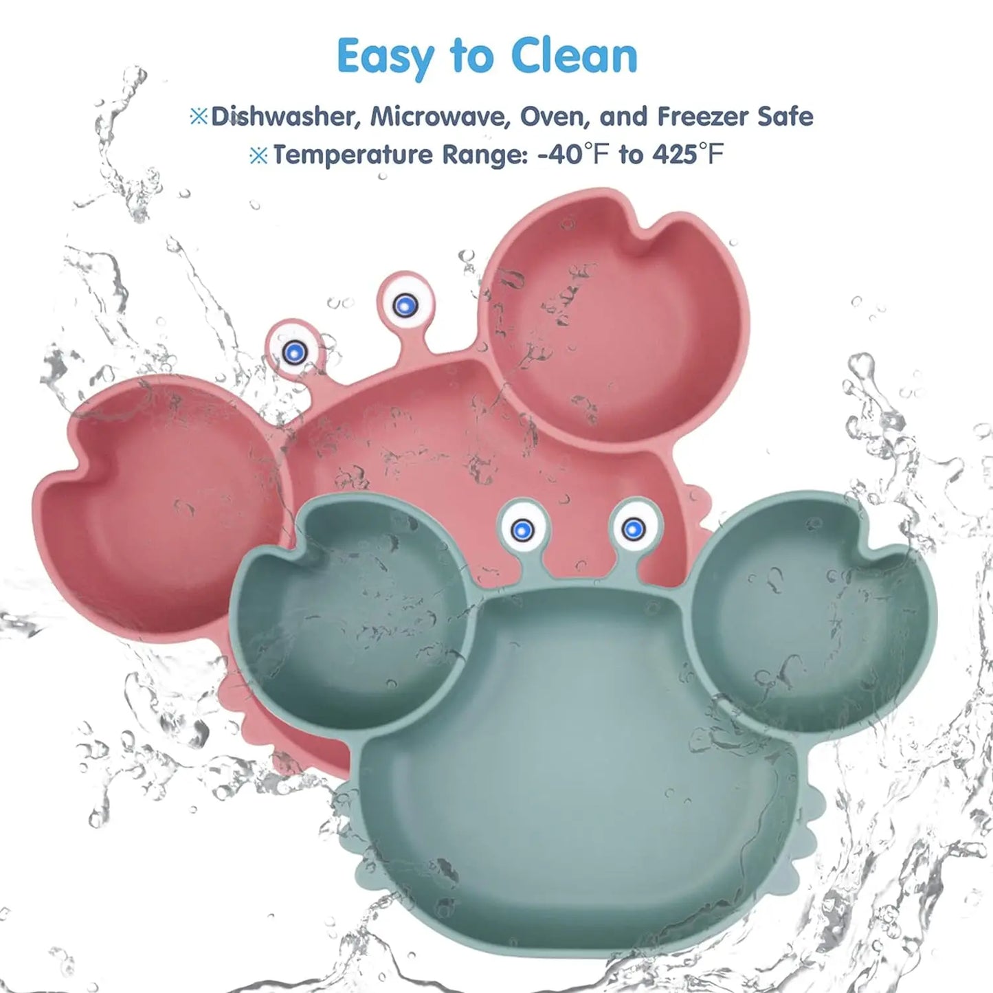 Baby Bowls Plates Fork spoon Set Silicone Suction Feeding Food Tableware BPA Free Non-Slip Baby Dishes Crab Food Feeding Bowl