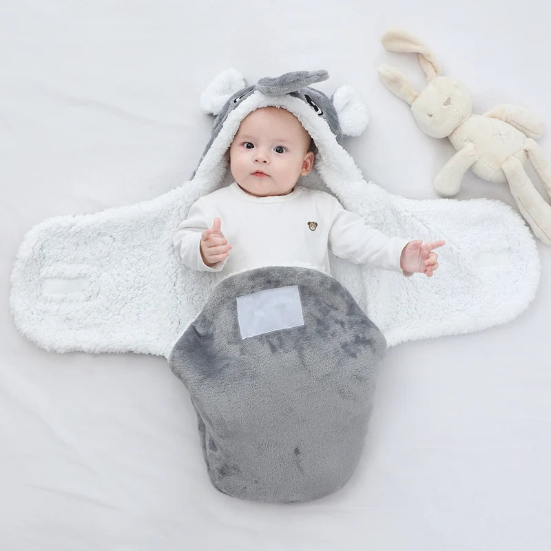Soft Baby Sleeping Bags Warm Autumn and Winter Newborn Baby Wrap Blankets CartoonCocoon for babies Flannel Baby Sleepsack 0-9M