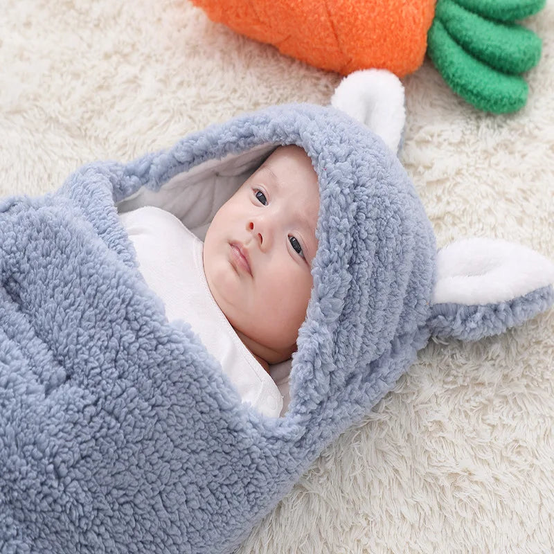 Newborn Baby Sleeping Bag Baby Swaddle Wrap Blanket Adjustable Soft Cotton Infant Wearable Blanket Warm Fleece Newborn Bedding