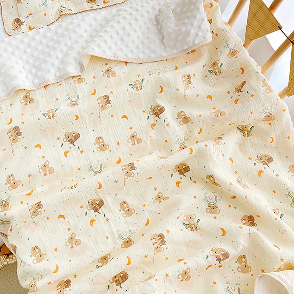 100% Cotton Crepe Cloth Gauze Baby Bean Blanket Newborn Cover blanket Infant Swaddle Wrap 110X110CM