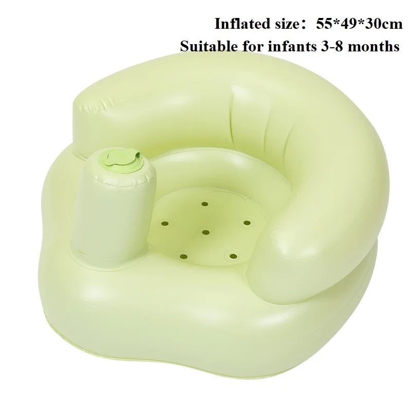 Baby Inflatable Seat Built in Air Pump Infant Back Support Chair for 0-3rd Baby Sitting Up Portable Shower Chair Floor Seater