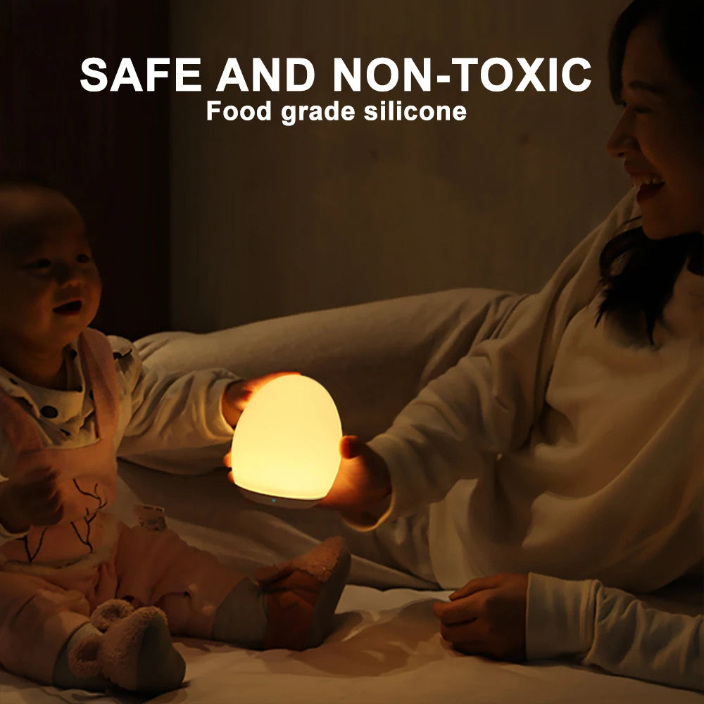 LED Egg Shape Night Light RGB Pat Light USB Rechargeable Baby Feeding Sleeping Eye Protection Lamp Baby Care Lights for Kid Gift