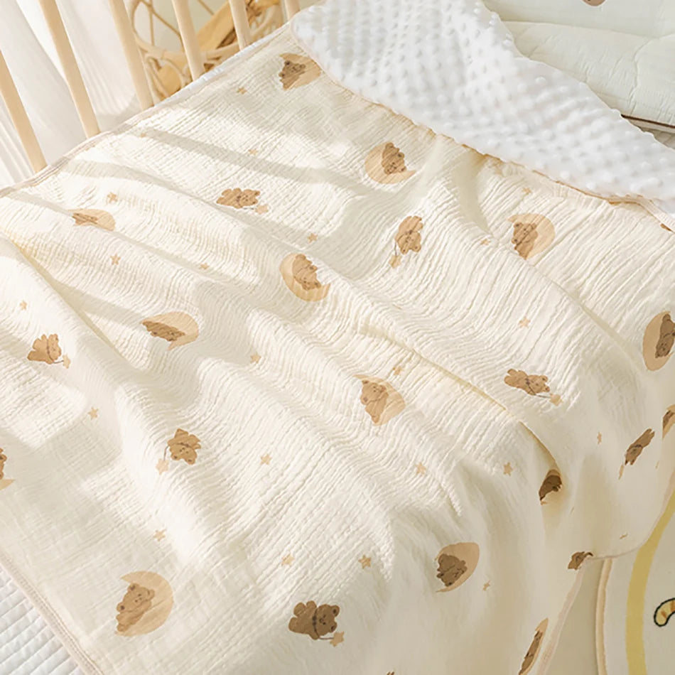 100% Cotton Crepe Cloth Gauze Baby Bean Blanket Newborn Cover blanket Infant Swaddle Wrap 110X110CM