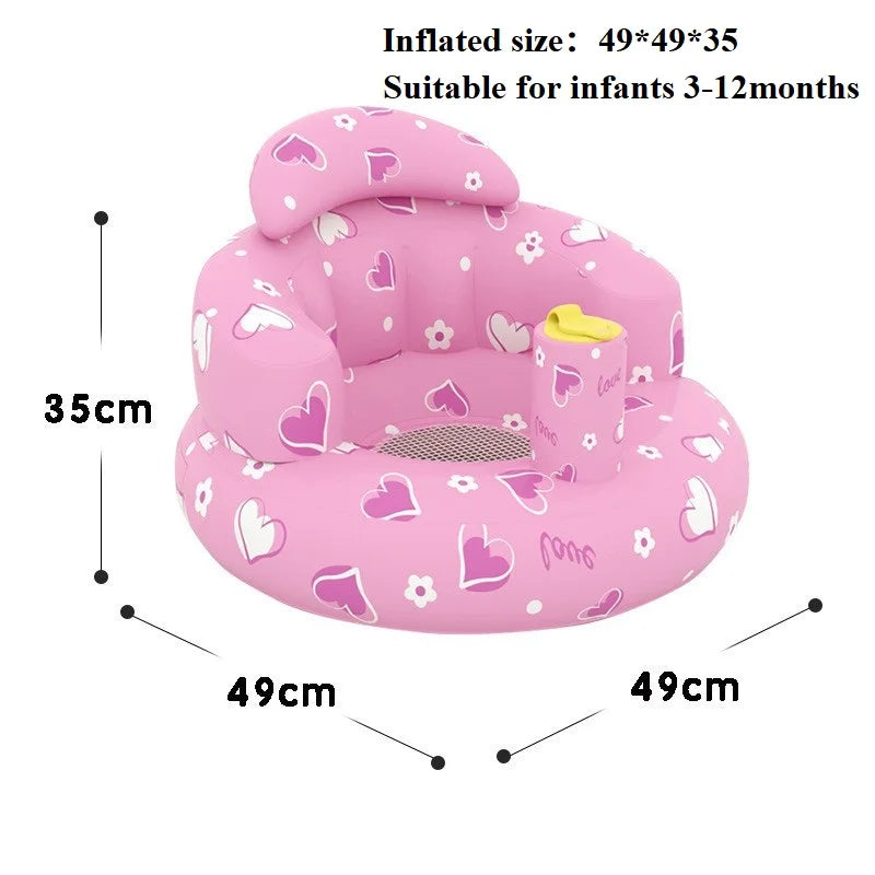 Baby Inflatable Seat Built in Air Pump Infant Back Support Chair for 0-3rd Baby Sitting Up Portable Shower Chair Floor Seater