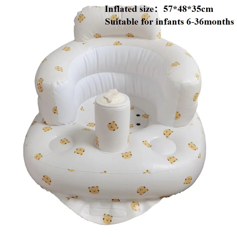 Baby Inflatable Seat Built in Air Pump Infant Back Support Chair for 0-3rd Baby Sitting Up Portable Shower Chair Floor Seater