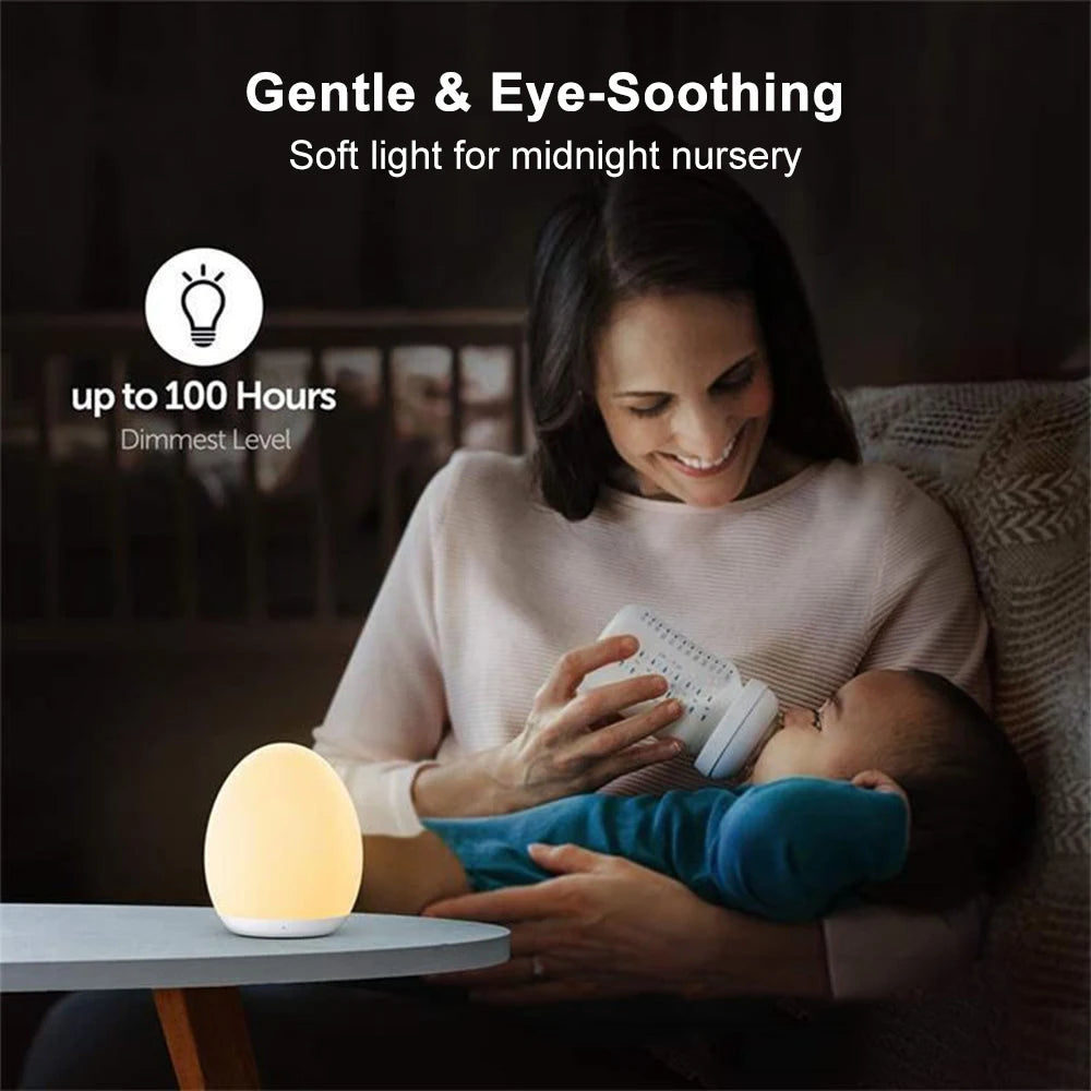 LED Egg Shape Night Light RGB Pat Light USB Rechargeable Baby Feeding Sleeping Eye Protection Lamp Baby Care Lights for Kid Gift