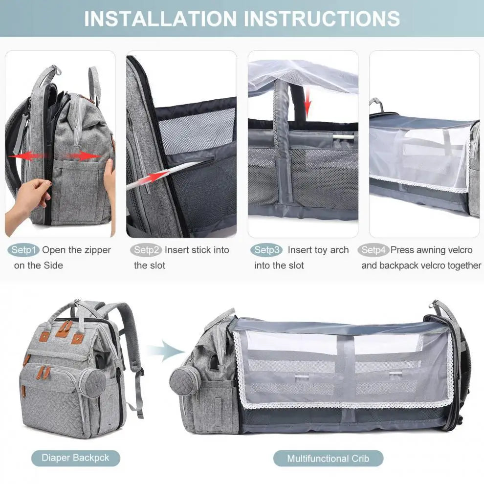Baby Nappy Changing Bags Changing Station Portable Baby Bed Travel Bassinet Folding Crib Shade Cloth Changing Pad Waterproof