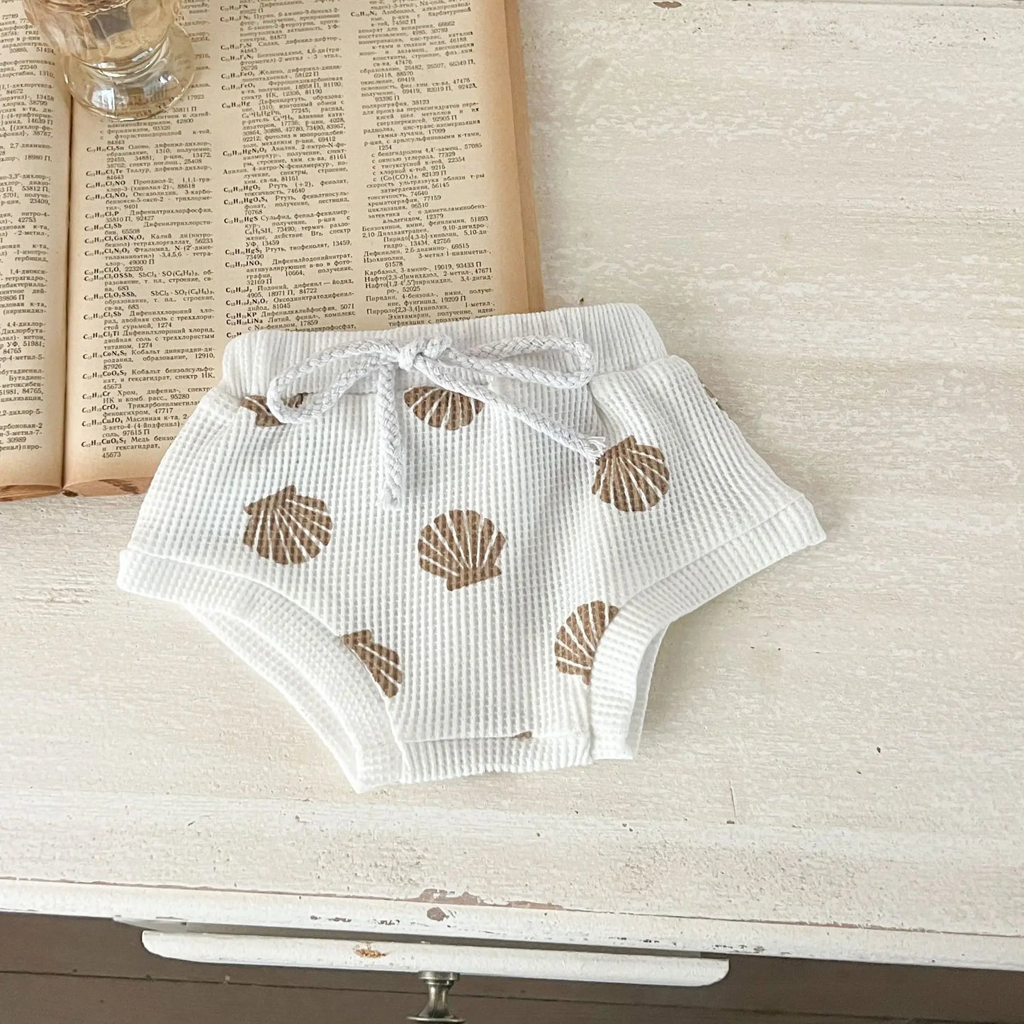 Summer Baby Boys Girls Clothing Baby Cotton Romper+Short Waffle Shell Print Suspenders Rompers Bread Pants Infant Clothes Set
