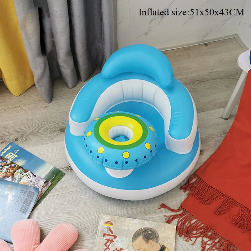 Baby Inflatable Seat Built in Air Pump Infant Back Support Chair for 0-3rd Baby Sitting Up Portable Shower Chair Floor Seater