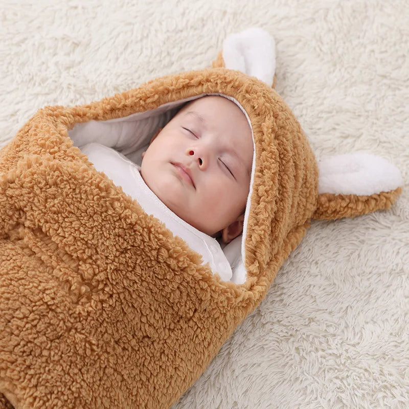 Newborn Baby Sleeping Bag Baby Swaddle Wrap Blanket Adjustable Soft Cotton Infant Wearable Blanket Warm Fleece Newborn Bedding