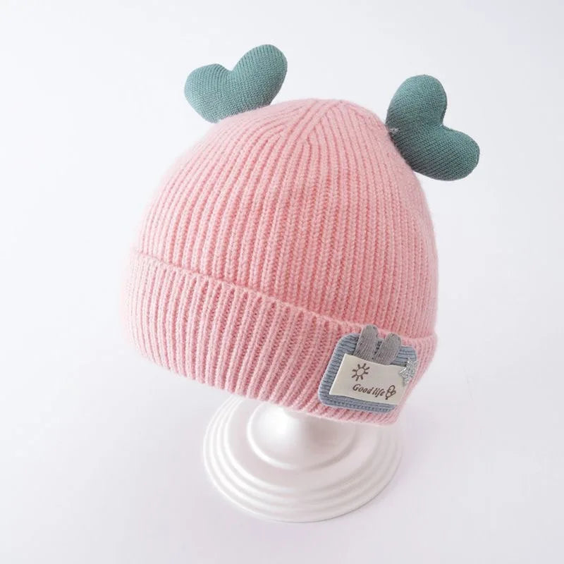 Baby Wool Hat Cute Bear Ear Protection Hat Winter THickened Warm Knitted Korean Version Baby Hat Gift for Kids