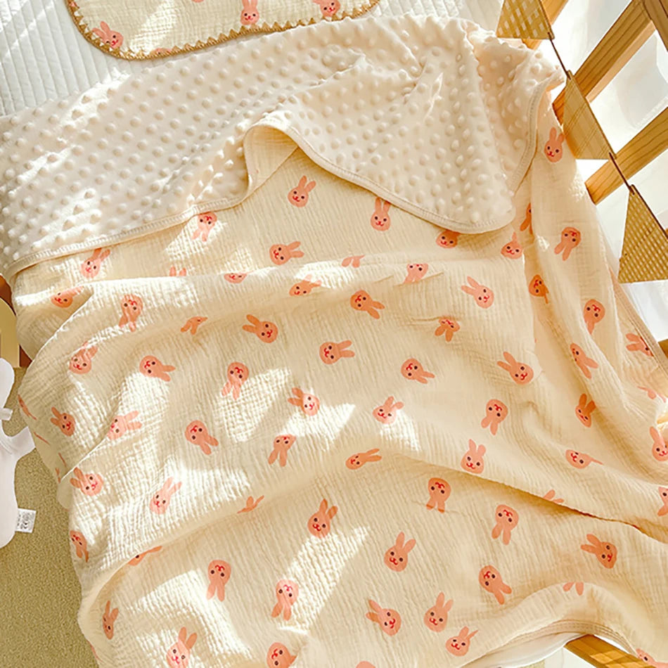 100% Cotton Crepe Cloth Gauze Baby Bean Blanket Newborn Cover blanket Infant Swaddle Wrap 110X110CM