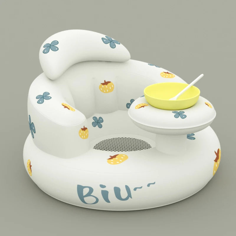 Baby Inflatable Seat Built in Air Pump Infant Back Support Chair for 0-3rd Baby Sitting Up Portable Shower Chair Floor Seater