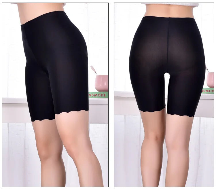 Plus Size Pregnant Safety Shorts Summer Seamless Ice Silk Anti Chafing Under Skirt Maternity Panties High Waist Women Underwear