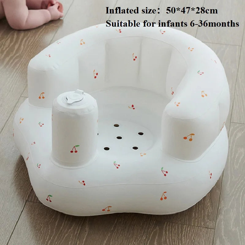 Baby Inflatable Seat Built in Air Pump Infant Back Support Chair for 0-3rd Baby Sitting Up Portable Shower Chair Floor Seater