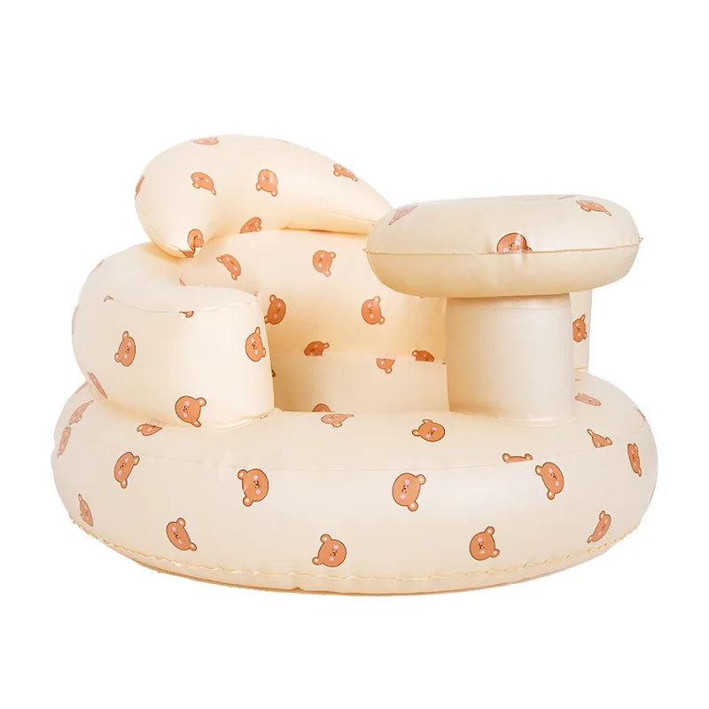 Baby Inflatable Seat Built in Air Pump Infant Back Support Chair for 0-3rd Baby Sitting Up Portable Shower Chair Floor Seater