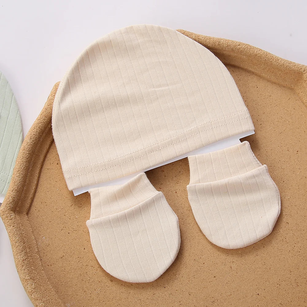 3Pcs/set Cotton Newborn Hats Caps Mittens Foot Cover Infant Felt Cute Bear Headwraps Baby Gloves Socks 0-3M Beanies