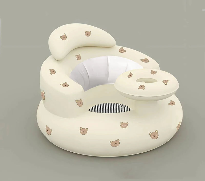Baby Inflatable Seat Built in Air Pump Infant Back Support Chair for 0-3rd Baby Sitting Up Portable Shower Chair Floor Seater