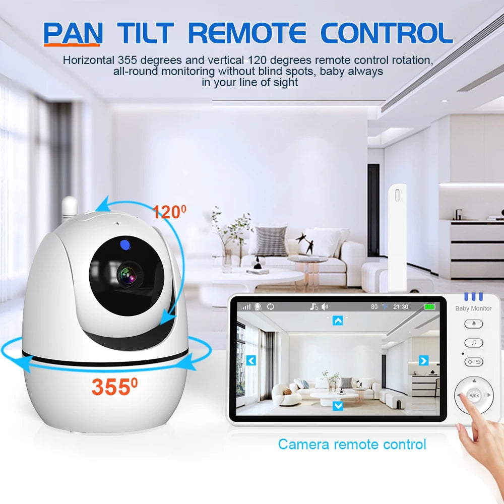 5-Inch Video Baby Monitor with Pan Tilt & Night Vision
