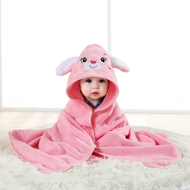 A pack of 80 * 80 cm cartoon baby bath towel body hooded polyester fiber baby bathrobe newborn swaddling baby blanket girls and