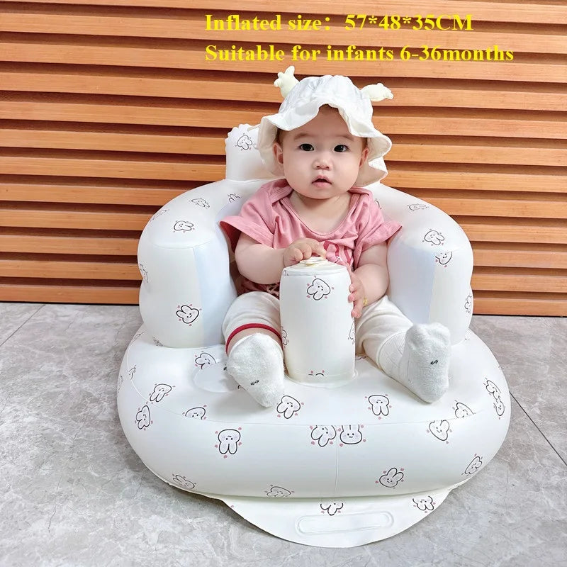 Baby Inflatable Seat Built in Air Pump Infant Back Support Chair for 0-3rd Baby Sitting Up Portable Shower Chair Floor Seater