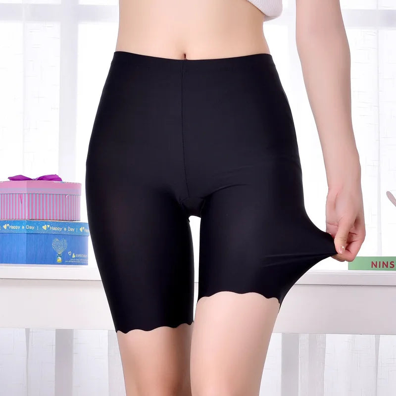 Plus Size Pregnant Safety Shorts Summer Seamless Ice Silk Anti Chafing Under Skirt Maternity Panties High Waist Women Underwear