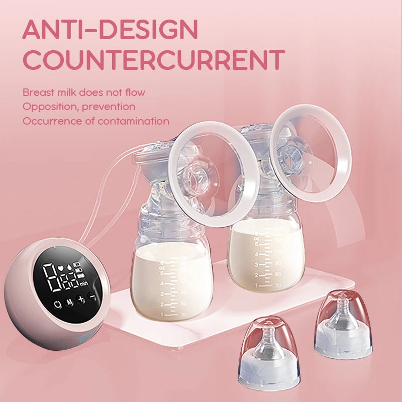 Dr.isla Double Electric Breast Pumps Powerful Nipple Suction USB Electric Breast Pump with Baby Milk Bottle Cold Heat Pad Nipple