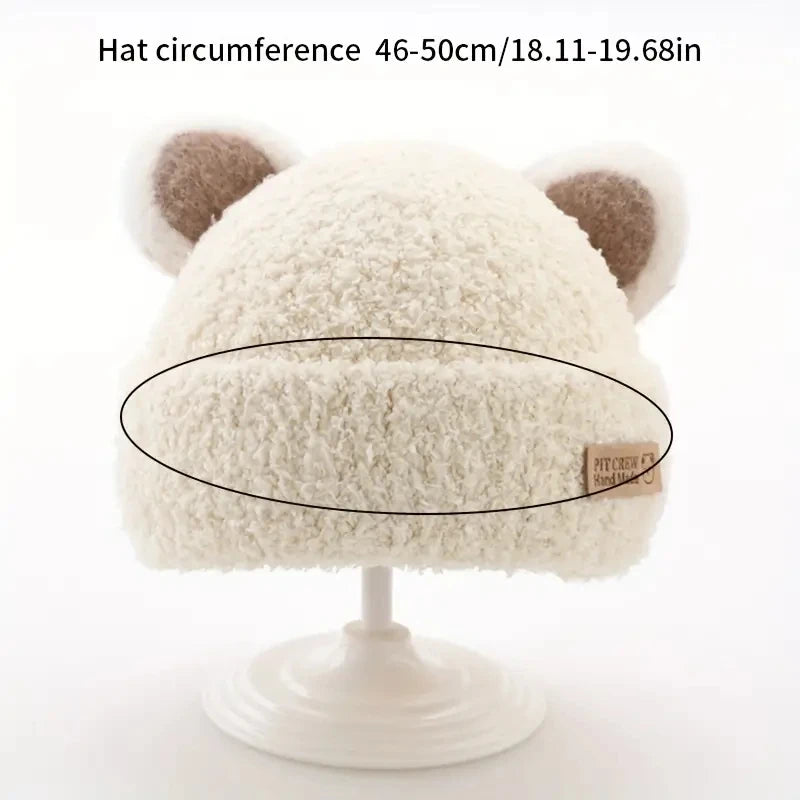 Baby Boy Beanie Protect Neck Bear Windproof Winter Child Cartoon Hat Knitted Warm Kids Girls Earflap Caps