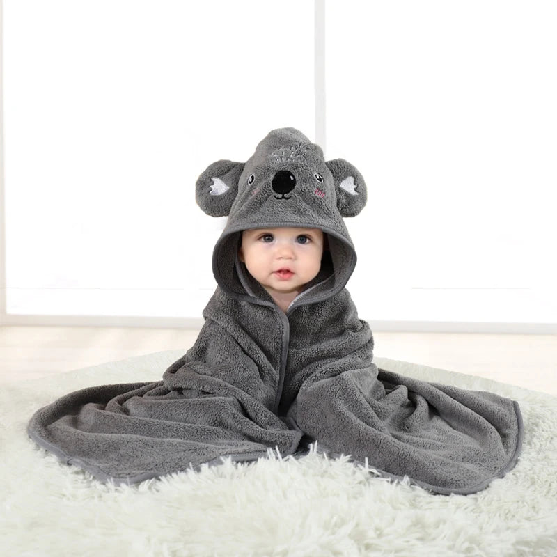 A pack of 80 * 80 cm cartoon baby bath towel body hooded polyester fiber baby bathrobe newborn swaddling baby blanket girls and