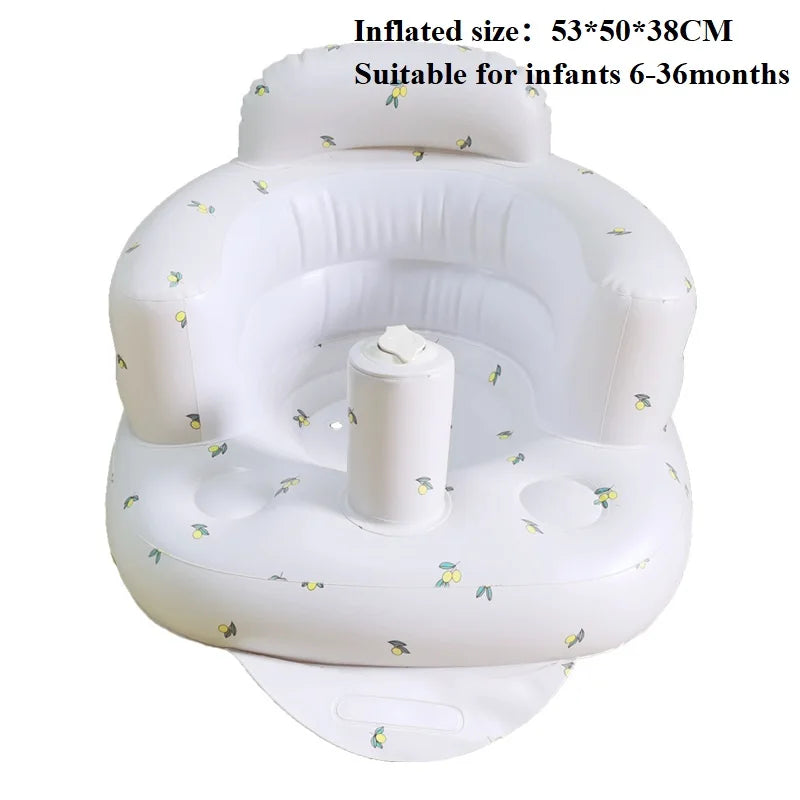 Baby Inflatable Seat Built in Air Pump Infant Back Support Chair for 0-3rd Baby Sitting Up Portable Shower Chair Floor Seater