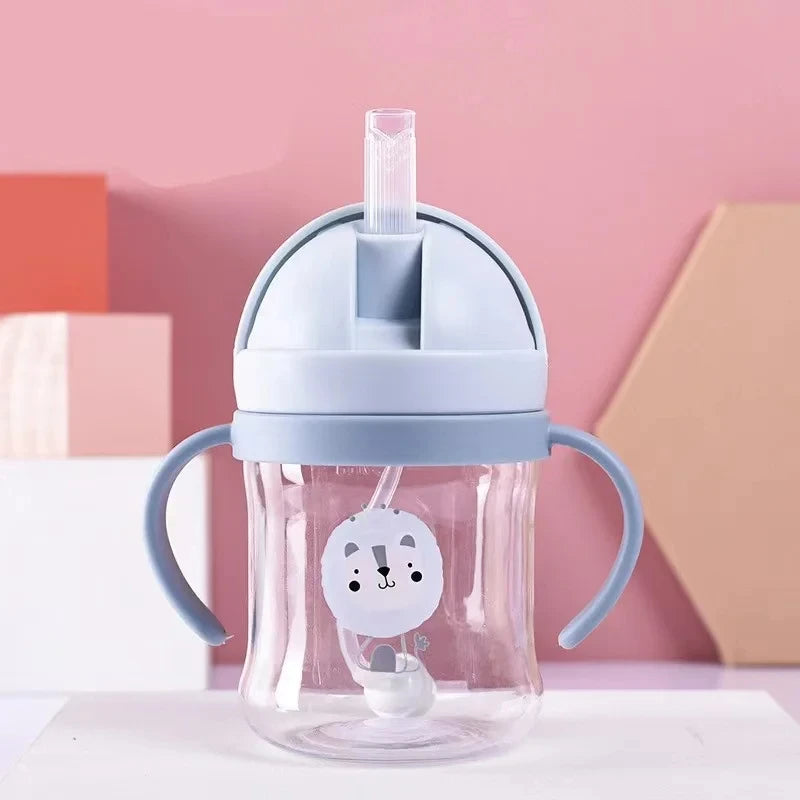 250ml baby feeding cup, children learn to feed, drinking bottle, training cup with straw, leak-proof and choking-proof baby cup