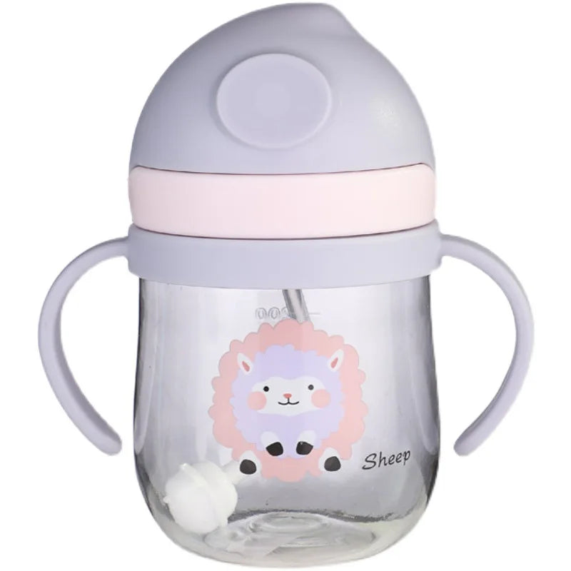 250ml baby feeding cup, children learn to feed, drinking bottle, training cup with straw, leak-proof and choking-proof baby cup