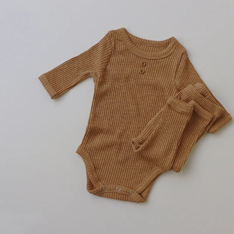Autumn Baby Clothing Sets Romper+Pants Newborn Baby Boy Girls Solid Outfits Spring Infant Boy Girls Outfits Bebe