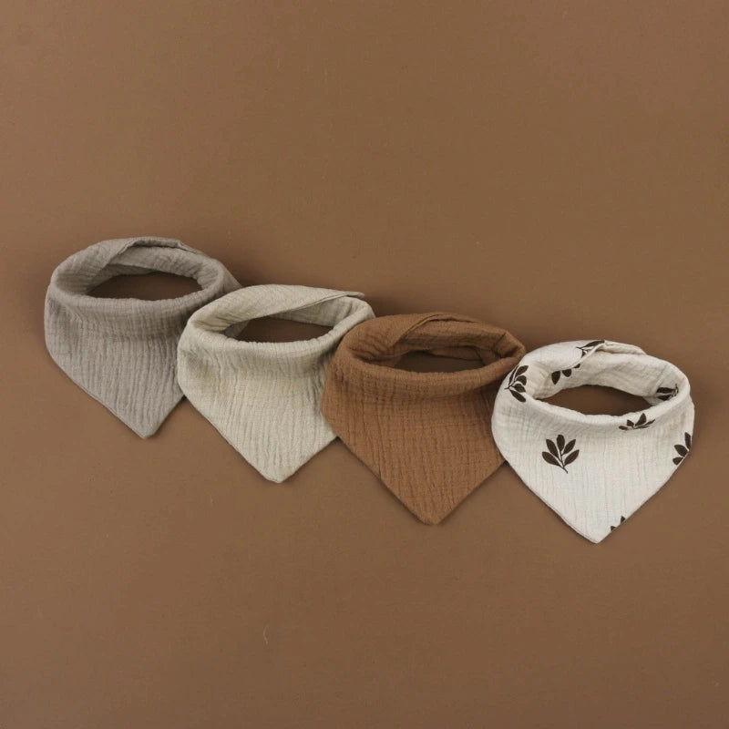 4Pcs/Lot Baby Bibs Muslin Cotton Stuff Newborn Solid Color Snap Button Soft  Saliva Towel Burp Cloth Feeding Drool Bibs