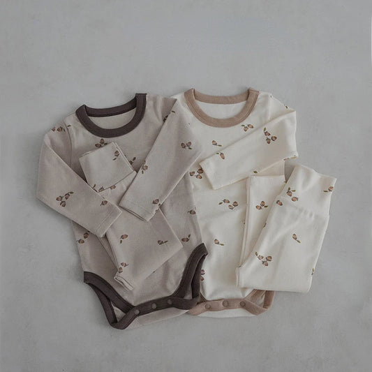 Baby Autumn Winter Clothing Newborn Boys Girls Floral Romper Bodysuits+Pants Cotton Clothes 0-24MInfant Costumes