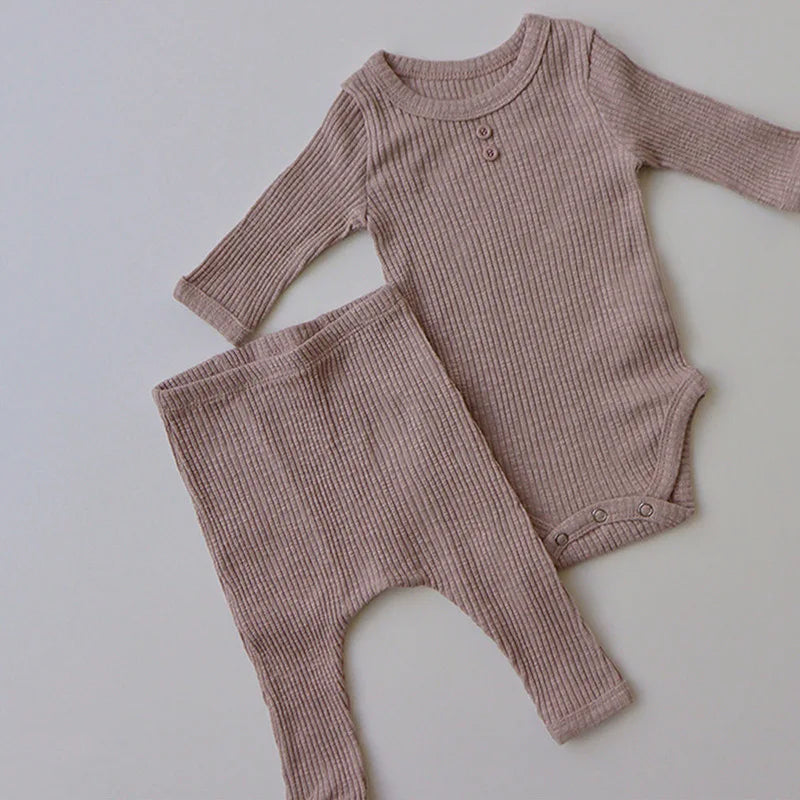 Autumn Baby Clothing Sets Romper+Pants Newborn Baby Boy Girls Solid Outfits Spring Infant Boy Girls Outfits Bebe