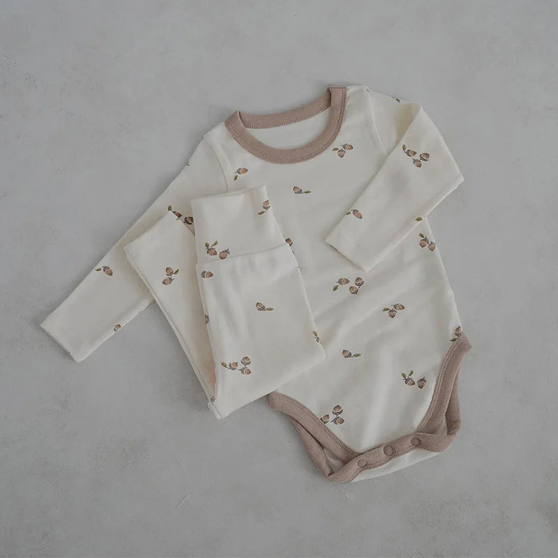 Baby Autumn Winter Clothing Newborn Boys Girls Floral Romper Bodysuits+Pants Cotton Clothes 0-24MInfant Costumes