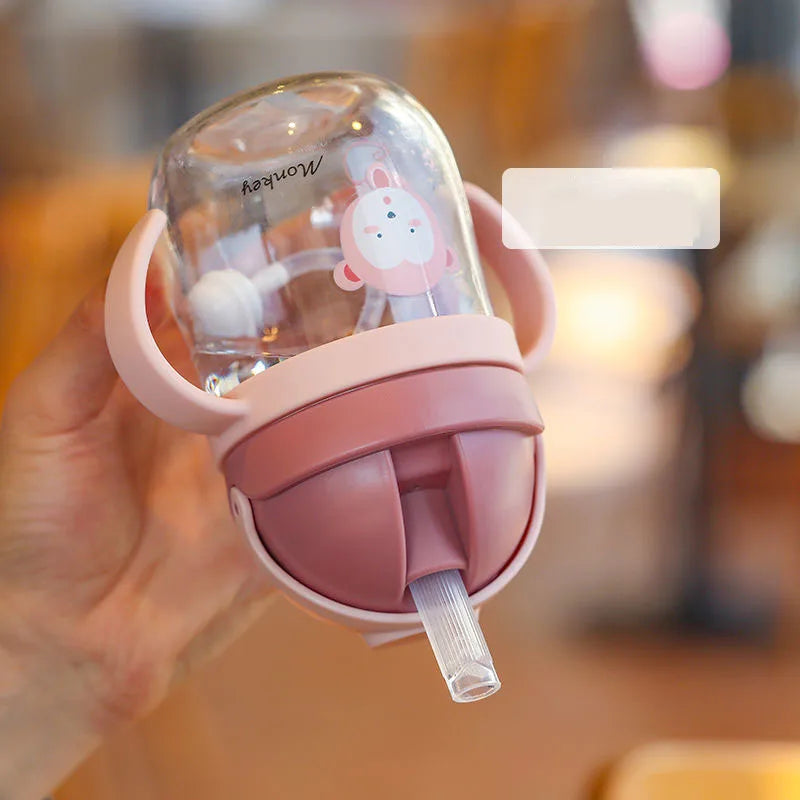 250ml baby feeding cup, children learn to feed, drinking bottle, training cup with straw, leak-proof and choking-proof baby cup