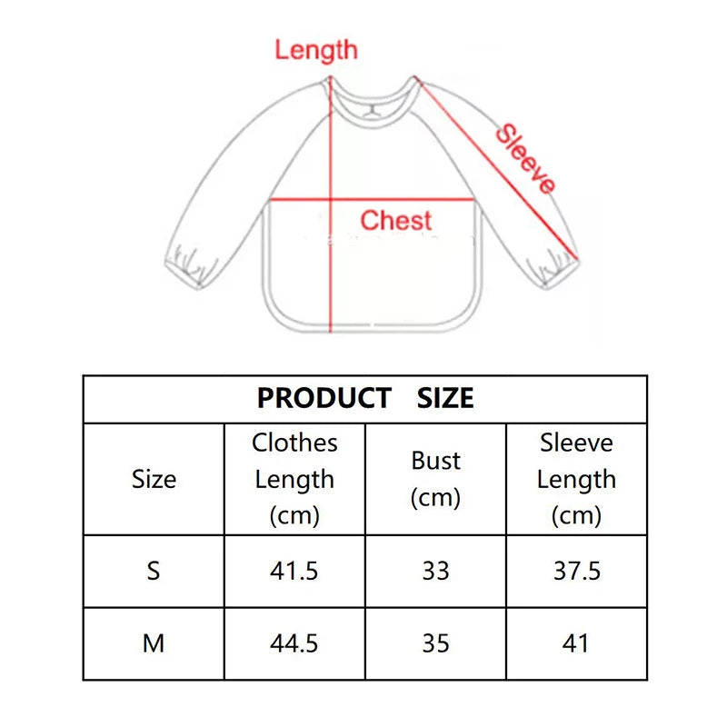 Little Boy Girl Painting Smock Baby's Soft Waterproof Bib Child Meal Eating Apron with Long Sleeves Kid Adjustable Feeding Cloth