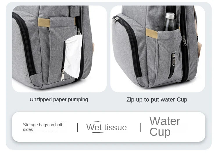 Mommy Diaper Bags Baby Bed Mother Large Capacity Nappy Milk Bottle Backpacks with Changing Mat Convenient Baby Nursing Bags