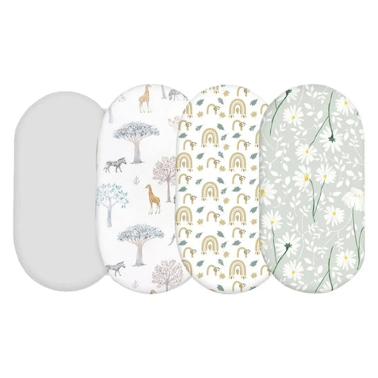 Baby Bassinet Sheet 2pack Fitted Cradle Mattress Sheets Breathable Elastic Travel Crib Sheets For Newborns Infant Boys Girls