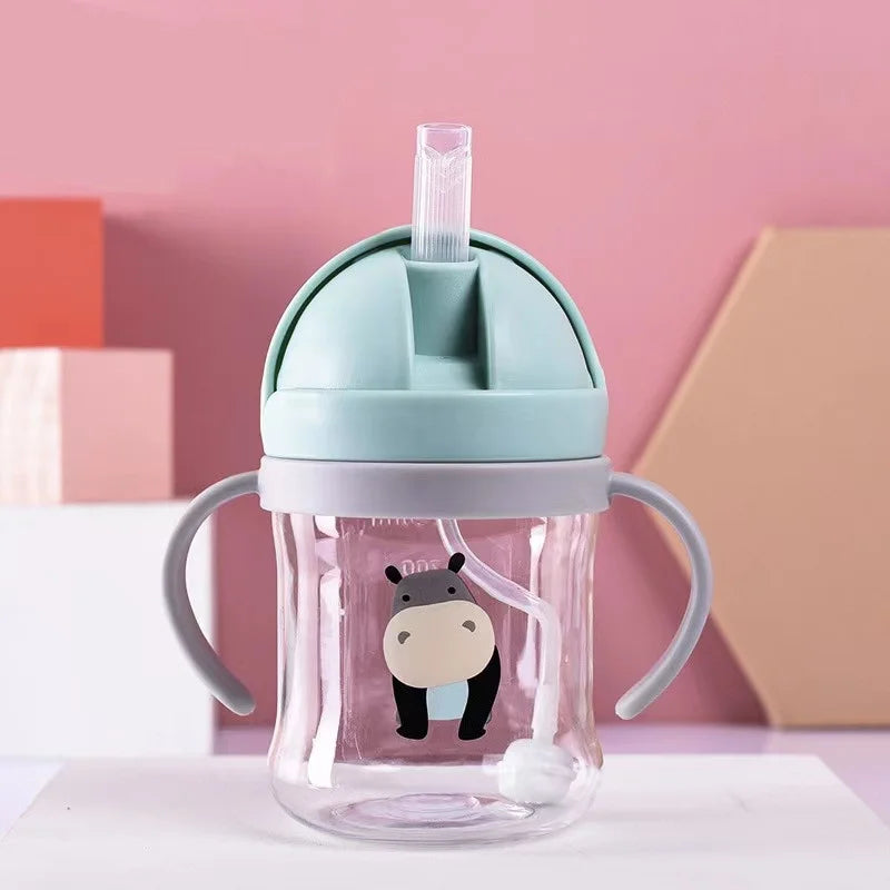 250ml baby feeding cup, children learn to feed, drinking bottle, training cup with straw, leak-proof and choking-proof baby cup