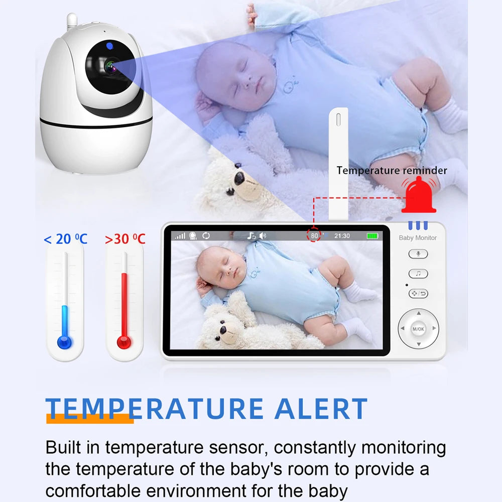 5-Inch Video Baby Monitor with Pan Tilt & Night Vision