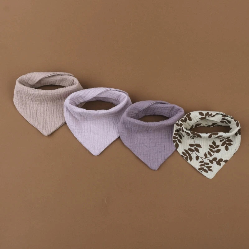 4Pcs/Lot Baby Bibs Muslin Cotton Stuff Newborn Solid Color Snap Button Soft  Saliva Towel Burp Cloth Feeding Drool Bibs