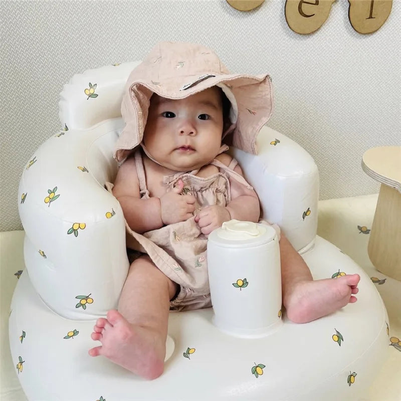 Baby Inflatable Seat Built in Air Pump Infant Back Support Chair for  0-3rd Baby Sitting Up Portable  Shower Chair Floor Seater