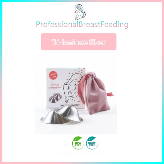 The Original Silvering Nursing Cups - Tri-laminate Silver-Nipple Shields for Nursing Newborn -Breastfeeding Essentials - Protect