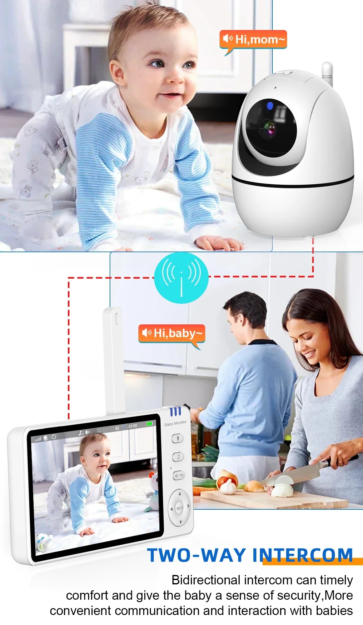 5-Inch Video Baby Monitor with Pan Tilt & Night Vision